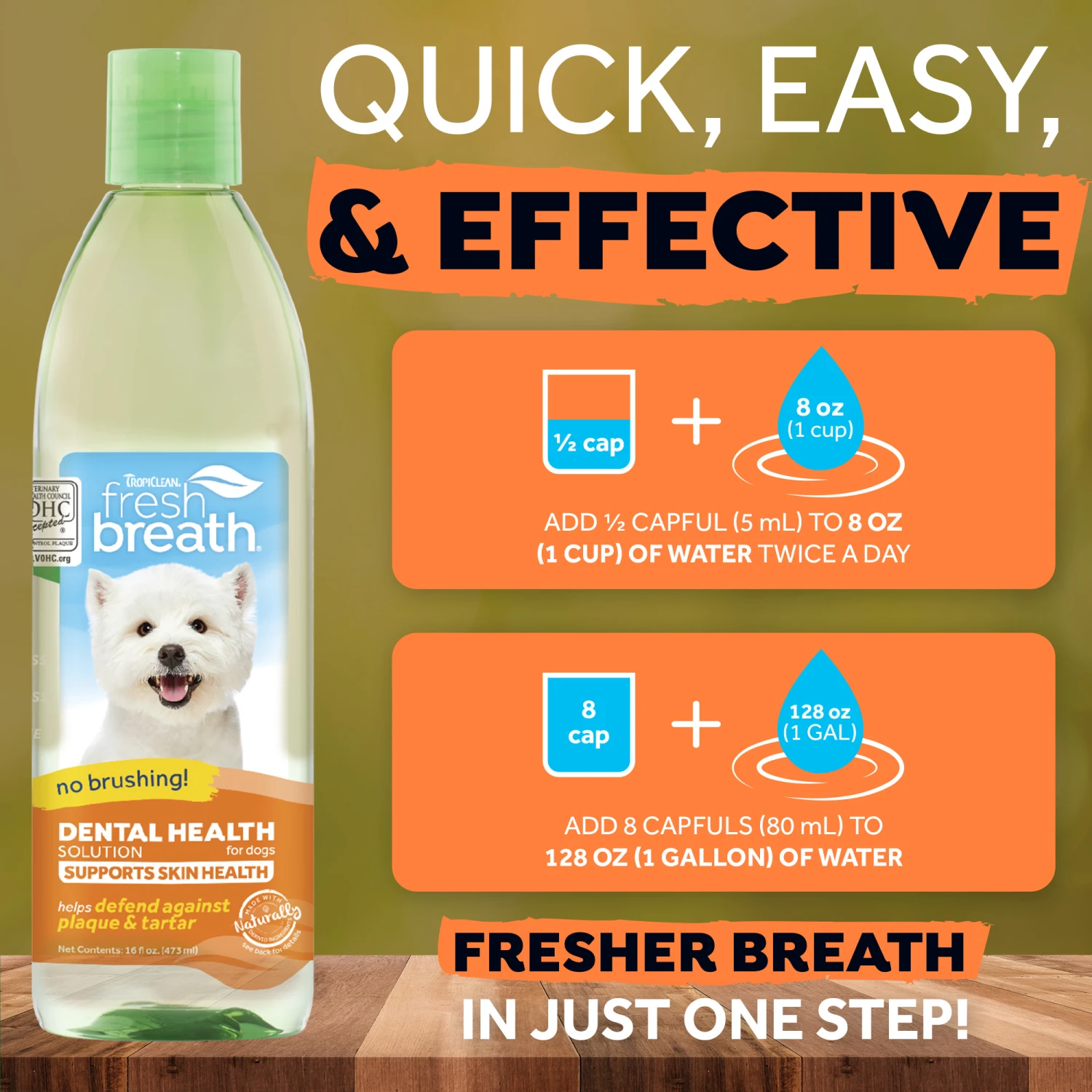 TropiClean - Fresh Breath Plus Skin & Coat Water Additive - Afbeelding 2