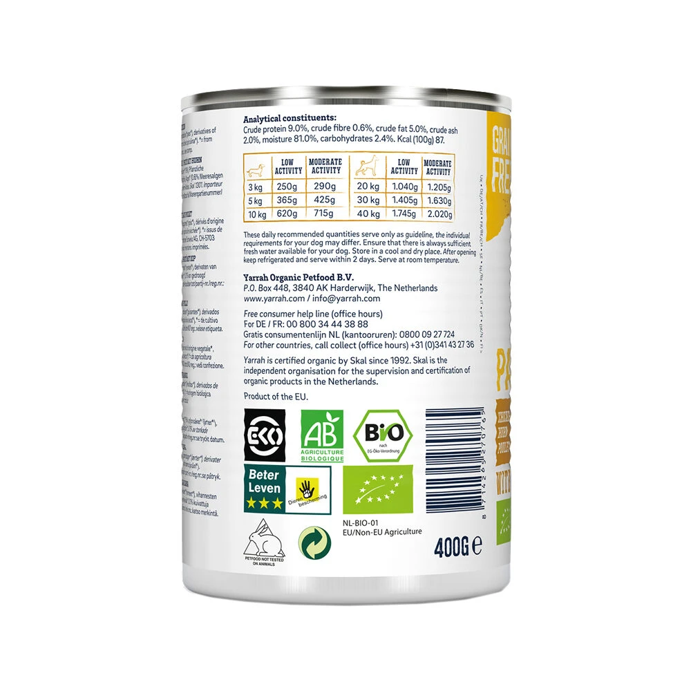 Yarrah - Natvoer Hond Blik Paté Met Kip Bio - Afbeelding 4